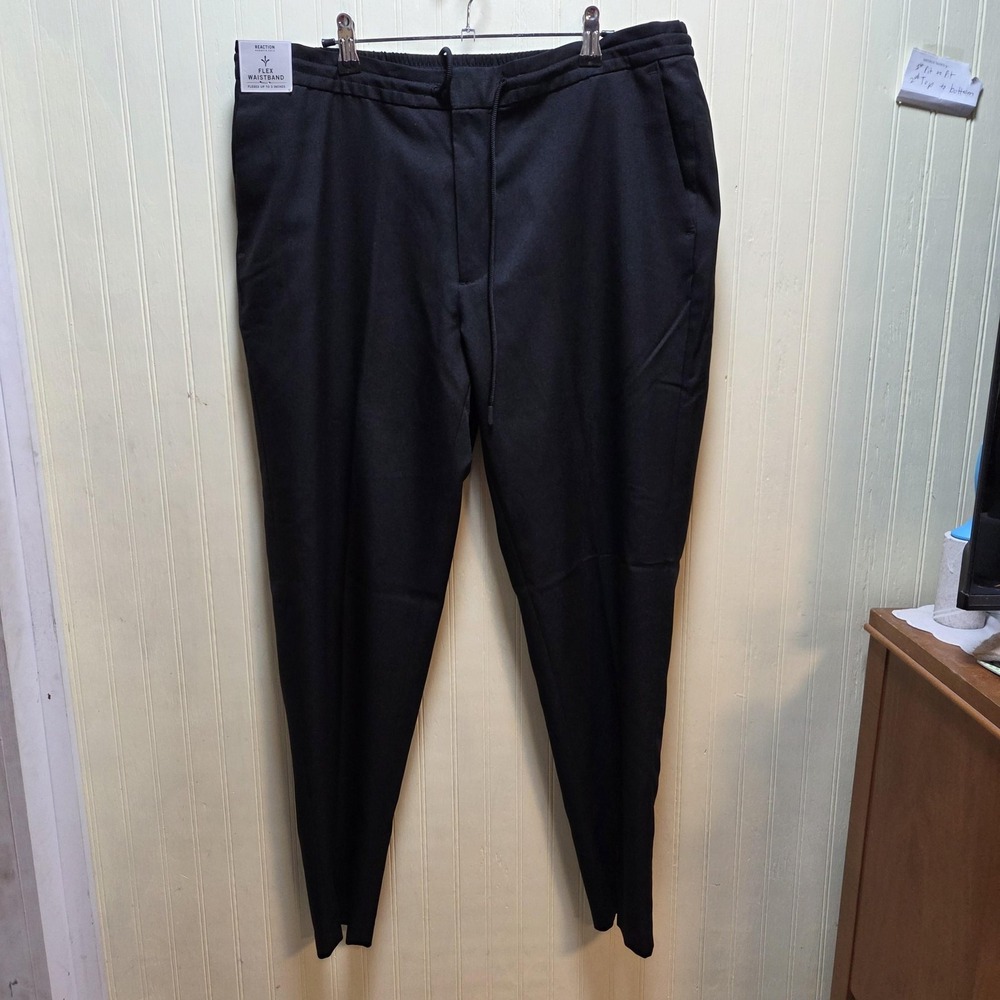 Reaction Kenneth Cole Pants Mens 36x29 Black Slim Fit Flex Waistband Dress